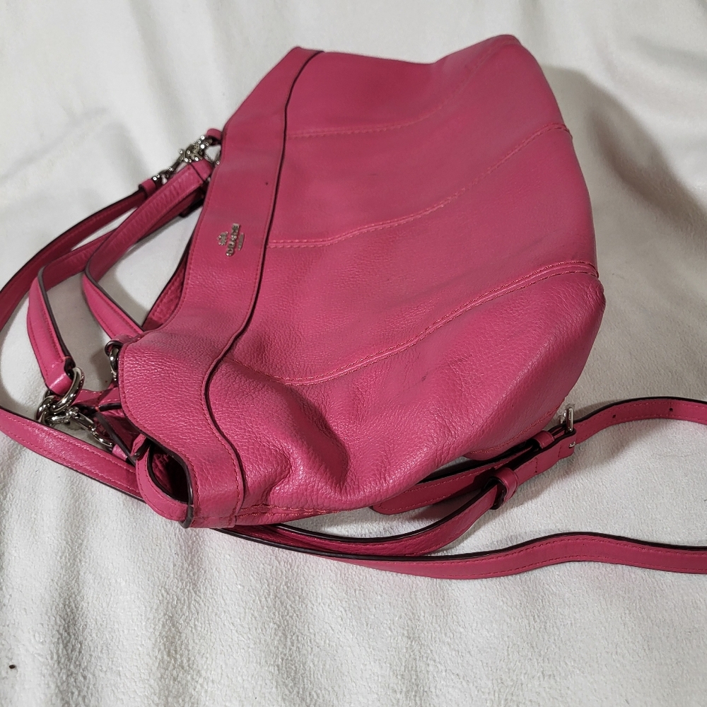 COACH Lexy Rouge Pink Pebbled Leather Shoulder Bag - Picture 6 of 14